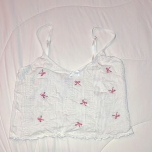 White Camisole with Pink Bow Accents